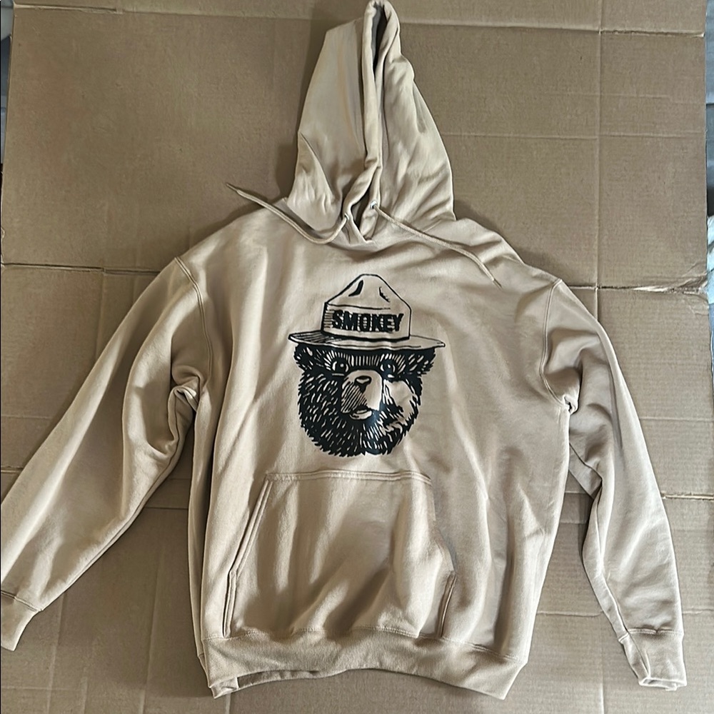 Port and Company Beige Smokey Bear Hoodie